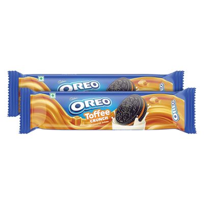 Cadbury Oreo Toffee Crunch Flavour Creme Sandwich Biscuit, 116.25 g (Pack of 2)
