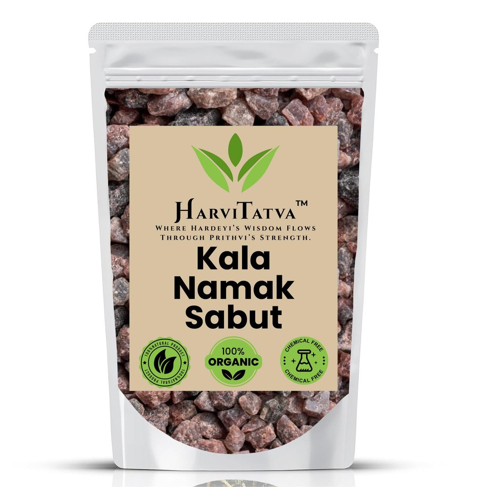 HarviTatva Kala Namak Sabut (Whole) Organic Black Salt | Kaala Namak, Bire Noon, Sulemani Namak, Himalayan Black Natural Ayurvedic Mineral- 400gm