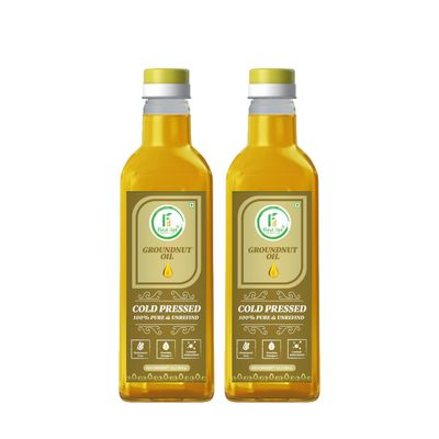 First Diet Nutrition Cold Pressed Groundnut Oil, Natural Cooking Oil, Zero Trans Fat 1L (Pack of -2)