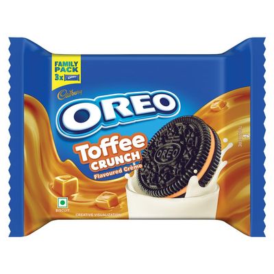 Cadbury Oreo Toffee Crunch Flavour Creme Sandwich Biscuit, 275.55 g