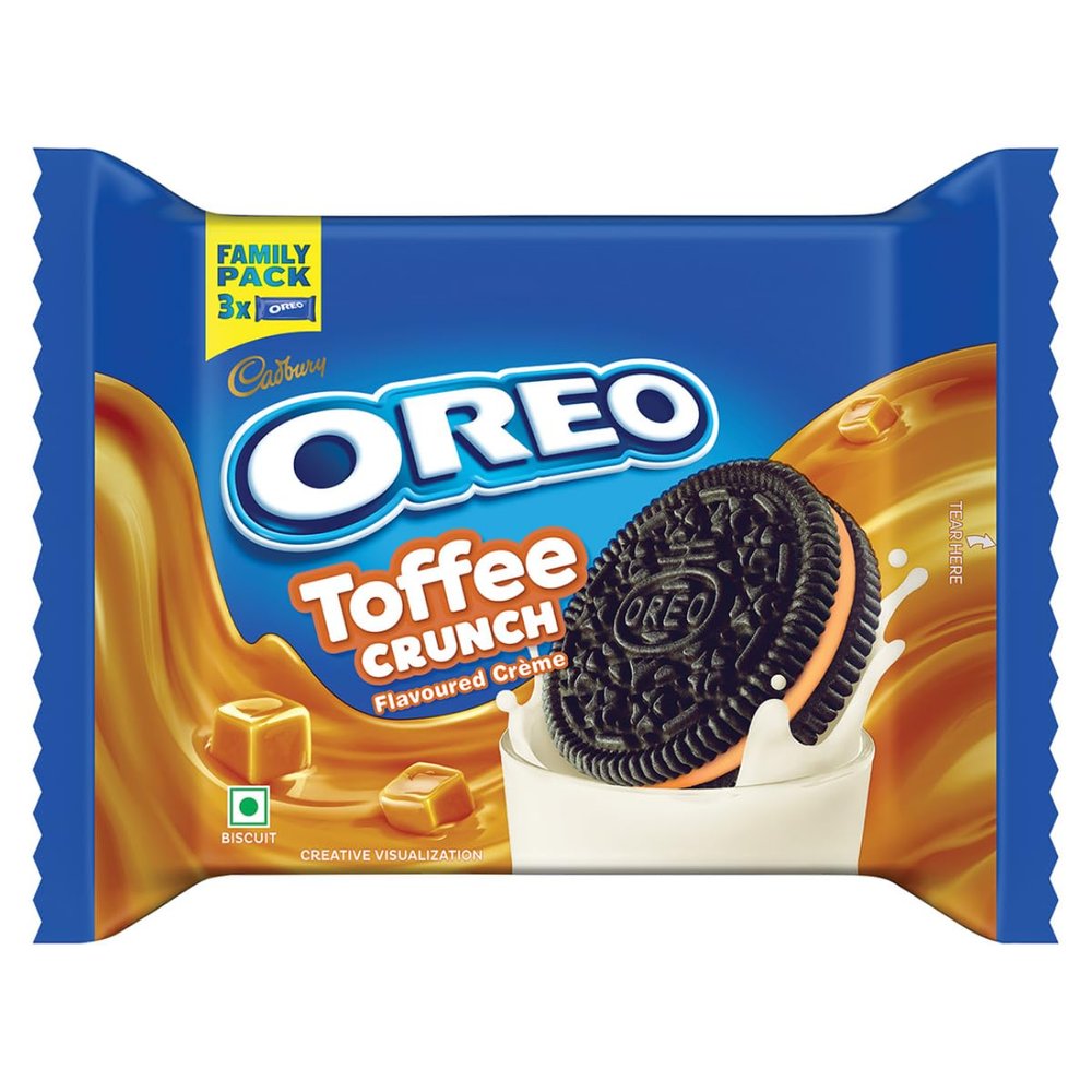 Cadbury Oreo Toffee Crunch Flavour Creme Sandwich Biscuit, 275.55 g