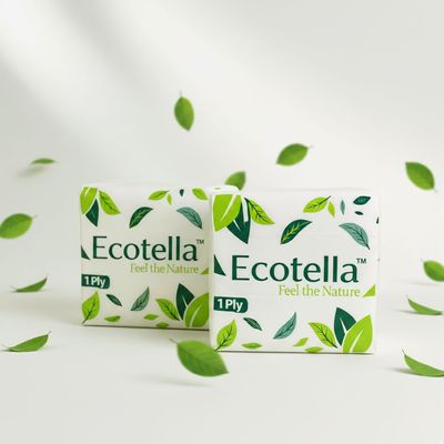 ECOTELLA 1 Ply Soft Tissue Paper Napkins | Biodegradable & Eco-Friendly | Lightweight, Disposable Facial Tissues for Home, Office & Travel (Pack of 2)