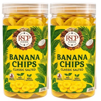 RSDP Foods Classic Salted Premium Banana Chips, 100% Natural, Made with Coconut Oil, 400g (200g+200g), PET Jars