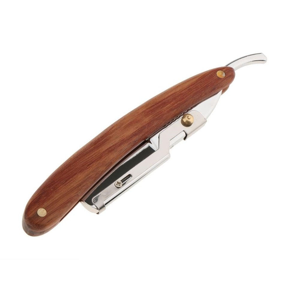 CALANDIS Folding Steel Wooden Handle Barber Straight Cut Throat Shaving Razor for Men Woody | Straight Razors | Shaving | Vanity Perfume & Shaving