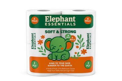 Elephant Essentials Soft & Strong Toilet Paper Rolls | 4 Pack Premium 2-Ply Bath Tissue | Ultra Soft, Durable & Highly Absorbent | Eco-Friendly Family Toilet Tissue