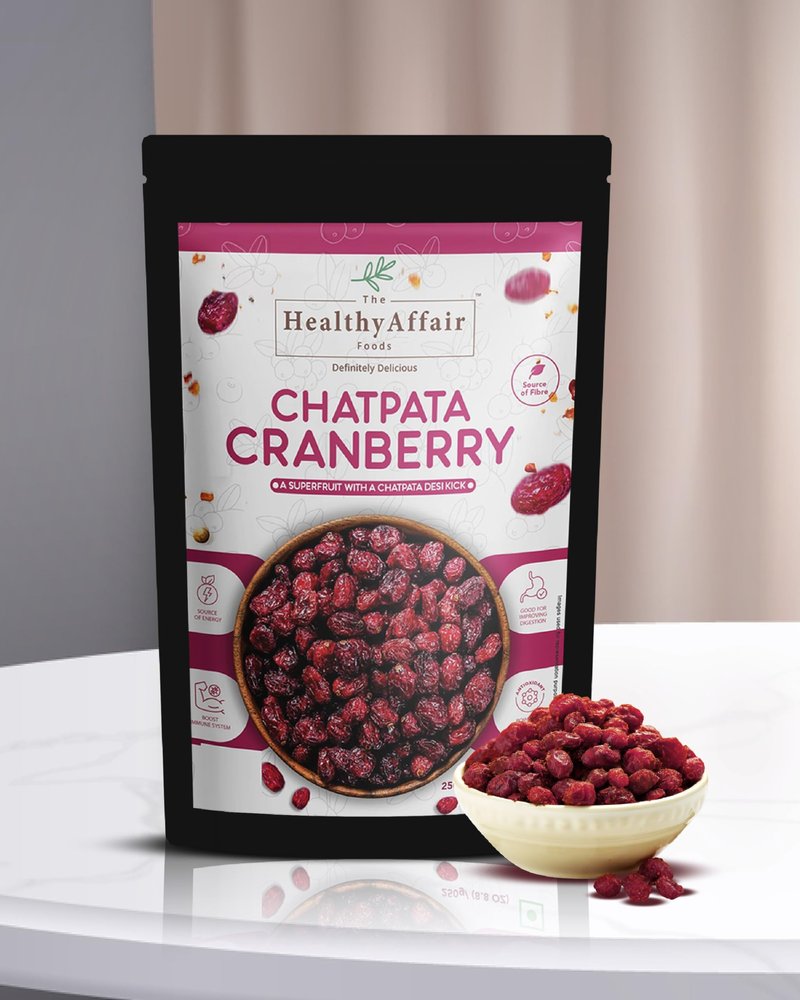 The Healthy Affair Chatpata Cranberry Spiced Dried Superfruit Snack (200g). Irresistibly delicious, bursting with tangy-spicy flavor, and the perfect mood booster