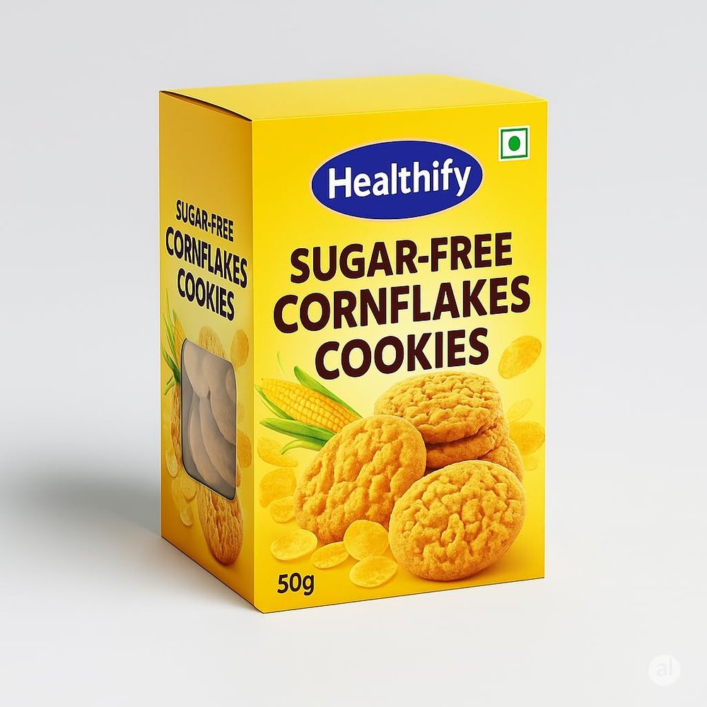 Healthify Sugar free cornflakes cookies & Biscuits (50 g) | Diabetic Friendly | Low GI | Digestive Healthy Biscuits | Zero Sugar Diabetic Cookies | Baked Healthy Diabetic Snacks