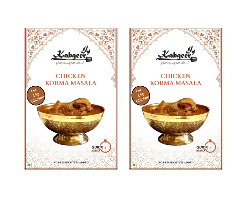 Kabgeer Chicken Korma Masala  Authentic Mughlai Spice Mix for Rich & Creamy Curry | Traditional Indian Flavor | No Preservatives | Pack of 2