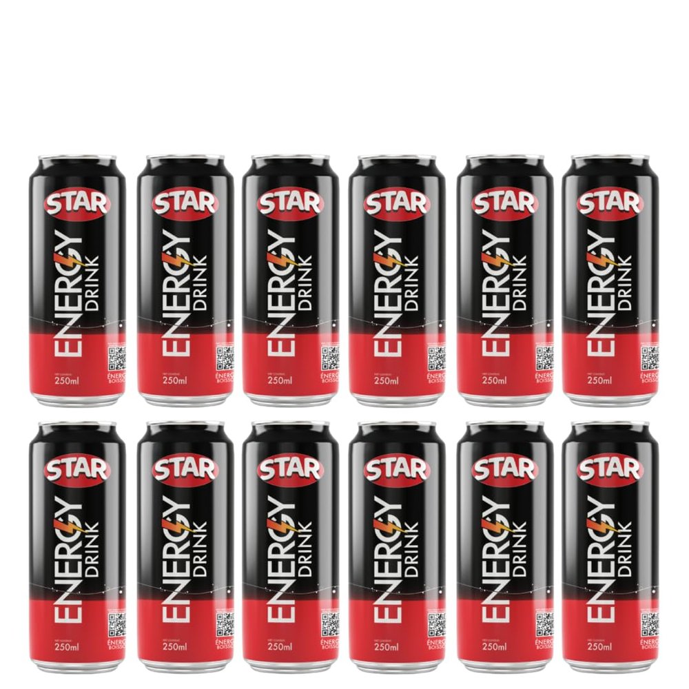 Star Energy Drink  Instant Energy Booster with Bold Flavor, 250ml Can (Pack Of 12)