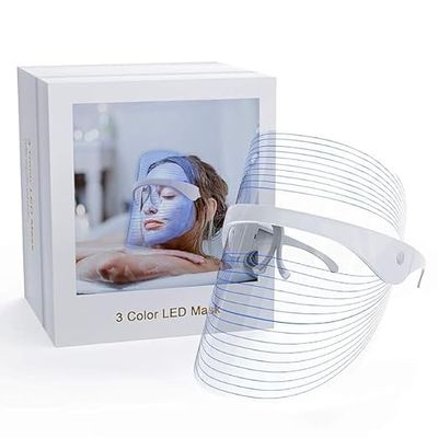 3 in 1 LED Face Mask For Women Light Facial Mask 3 Colors Light Therapy Facial Photon Beauty Device Rejuvenation Mask, Wrinkles Reduction, Anti-Aging,Skin Care (red)