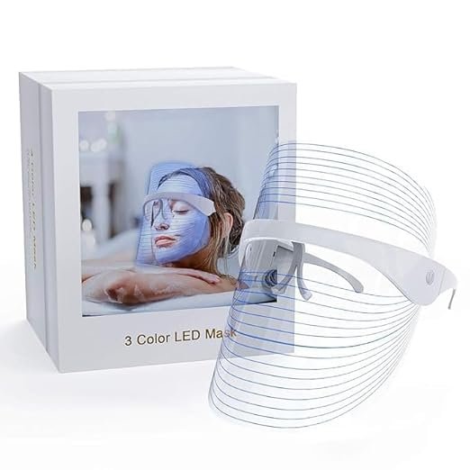 3 in 1 LED Face Mask For Women Light Facial Mask 3 Colors Light Therapy Facial Photon Beauty Device Rejuvenation Mask, Wrinkles Reduction, Anti-Aging,Skin Care (red)