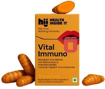 HII LIFESCIENCE Vital Immuno Boost | Curcumin + Piperine | Powerful Immune Support | For stronger daily immunity, naturally and safely | Turmeric flavour | 15 Strips
