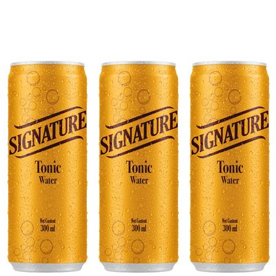 SIGNATURE Tonic Water  Premium Sparkling Mixer | Refreshing Carbonated Beverage | 300ml Can (Pack Of 3)