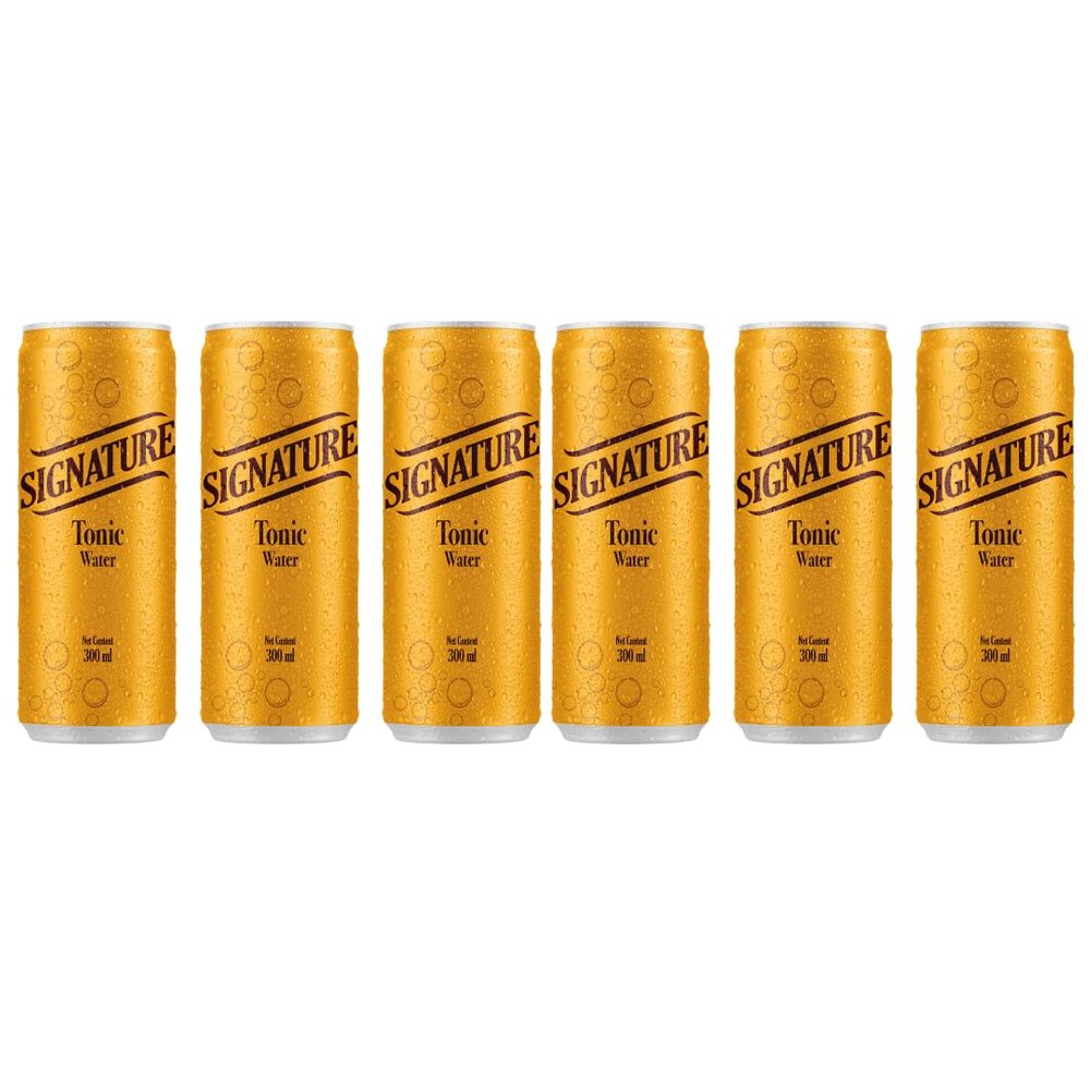 SIGNATURE Tonic Water Premium Sparkling Mixer | Refreshing Carbonated Beverage | 300ml Can (Pack Of 6)