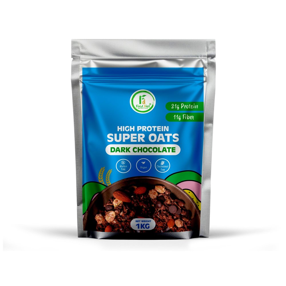 First Diet Nutrition Dark Chocolate High Protein Oats | 100% Natural | Energy Boosting Breakfast | Gym & Fitness Meal | No Refined Sugar | 1Kg