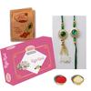 AWANI TRENDS Set of Bhaiya and Bhabhi Rakhis with Sweets Combo - Rakhi for brother with Kaju Katli Gift Pack view 1