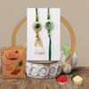 AWANI TRENDS Set of Bhaiya and Bhabhi Rakhis with Sweets Combo - Rakhi for brother with Kaju Katli Gift Pack view 3
