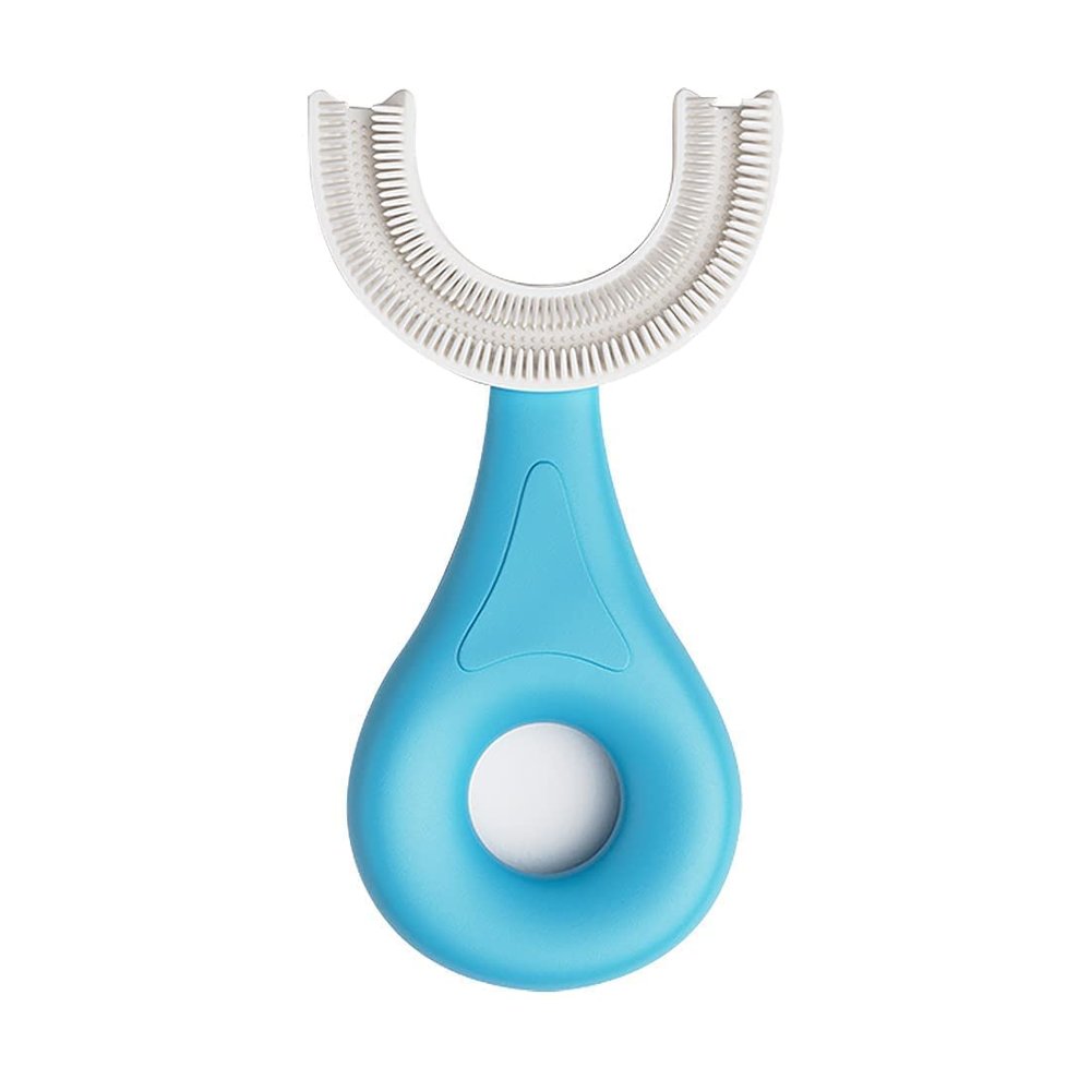U Shaped Toothbrush For Kids Baby Food Grade Soft Silicone Brush Head Oral Teeth Cleaning Tools for Children- Multi color Pack of 2