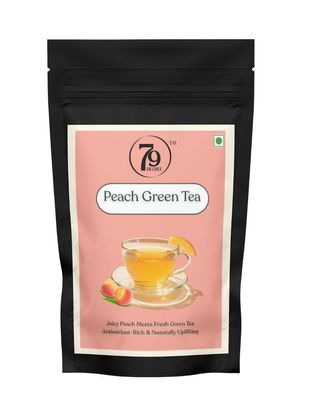 79 Degree Peach Green Tea I Refreshing Fruity Loose Green Leaves with Peach I Fruity & Antioxidant-Rich Infusion | 80 Gm