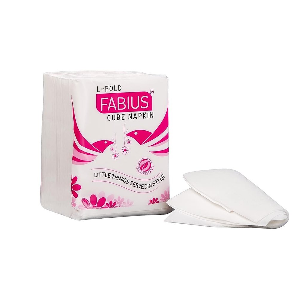 Appropriate Fabius Double Side L-Fold Table Top Tissue Paper Napkin (Only Tissue Refill) (1000 Pcs) (L Fold Tissue Refill - 10 PKT)