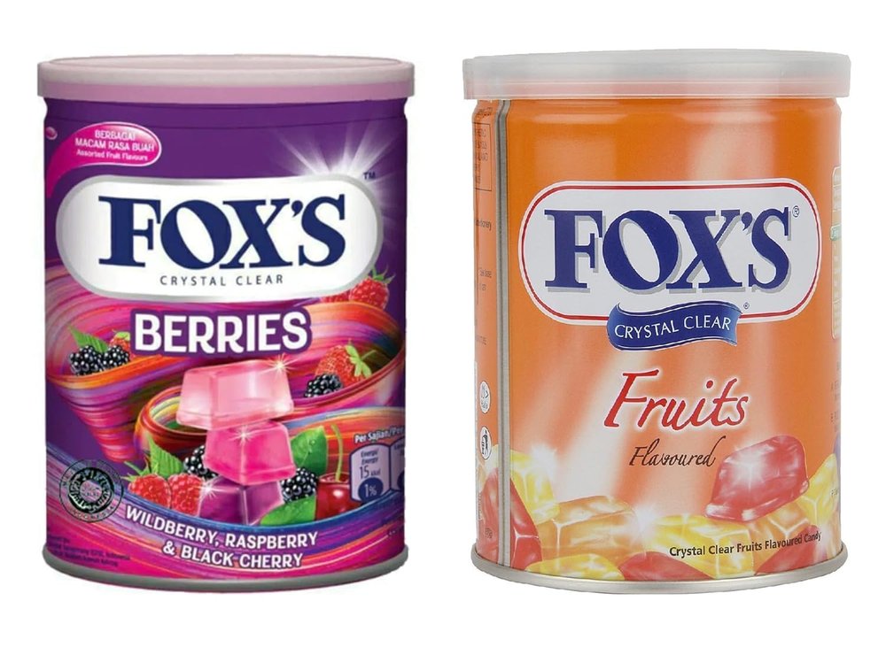 Assorted F'oxs Crystal Clear Berries Candy | Fruits Candy | 2 x 180 Grams