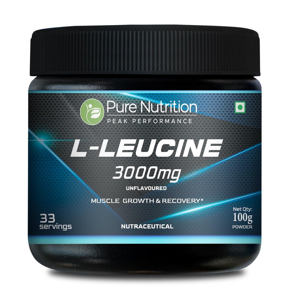 Pure Nutrition Peak Performance L-Leucine Powder 3000mg per Serving, 100g (33 Servings) | 100% Pure & Unflavoured | Boosts Muscle Growth, Recovery & Stamina | Pre-Workout for Men & Women