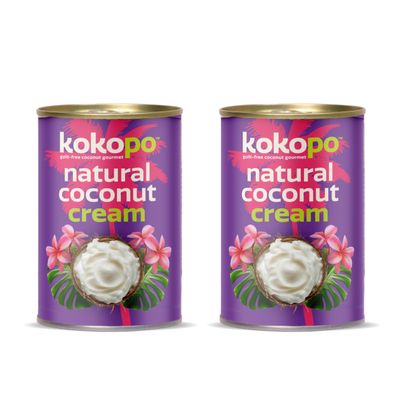 KOKOPO Natural Coconut Cream Twin Pack (2 x 400ml) | Rich and Pure | Ultra creamy and thick| Lactose-free and vegan| Excellent for desserts, curries and sauces| No added additives or preservatives