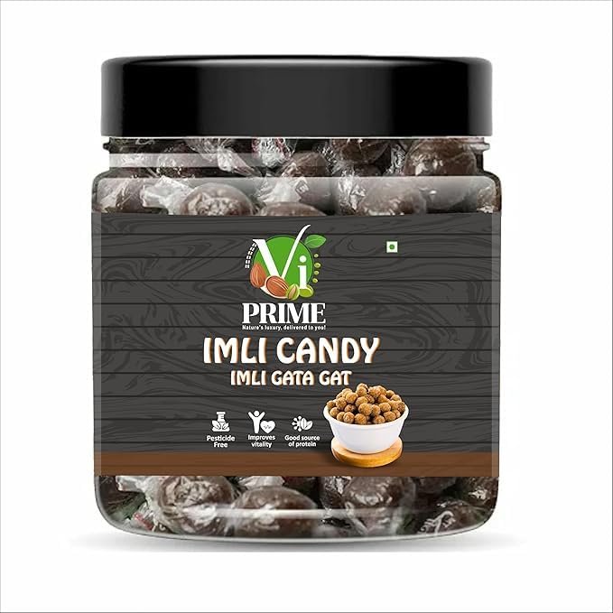 VI Prime Imli Candy | Imli Gata Gat Tangy Tamarind Balls | Traditional Sweet & Spicy Digestive Treat | 250g