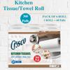 Crysco 2 Ply Kitchen Tissue Rolls Kitchen Towels Paper Roll | 360 Pulls | 60 Pulls X 6 Rolls | Soft and Highly Absorbant | 100% Natural Virgin view 2