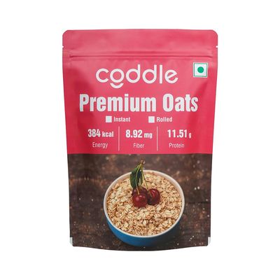 Coddle Premium Instant Oats 500g | Natural Wholegrain Breakfast Cereal | Easy-to-Cook Oats for Porridge, Dalia & Oat Dosa | High in Fibre & Plant Protein | No Added Sugar | Winter & Christmas Healthy Meal