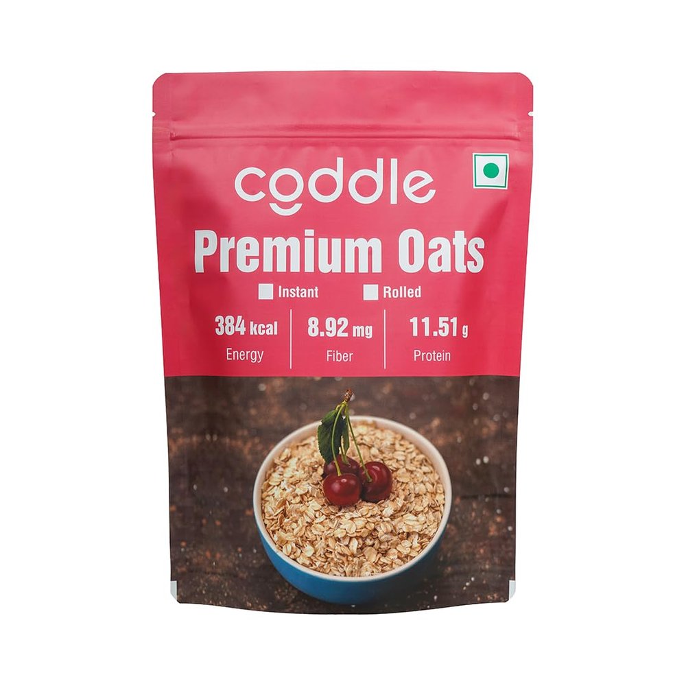 Coddle Premium Instant Oats 500g | Natural Wholegrain Breakfast Cereal | Easy-to-Cook Oats for Porridge, Dalia & Oat Dosa | High in Fibre & Plant Protein | No Added Sugar | Winter & Christmas Healthy Meal