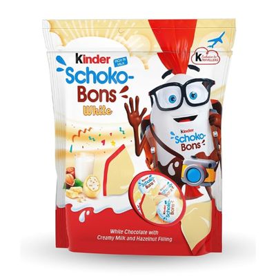 Kinder Schoko Bons White | Creamy White Chocolate with Hazelnut Filling | Delicious Candy Bites for Kids & Adults | Ideal for Gifting, Sharing & Everyday Treats | 288 g