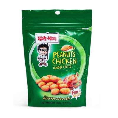 Koh-Kae Imported - Chicken Flavour Coated Peanuts 90g (Pack of 3) | Crispy Thai Snack | Crunchy Coated Peanuts | Protein-Rich Savoury Snack