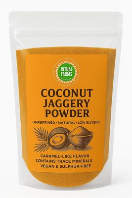 RITUAL FARMS Coconut Jaggery Powder 450g Pack  Natural Sweetener for Tea, Coffee, and Indian Desserts (450gm Each_Pack of 3)