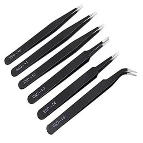 6 Pcs Tweezers Set for Electronics and Craft, ESD Multi-purpose Tweezer Anti-Static Professional Tweezers for Precision Repairing
