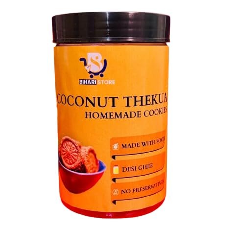 BIHARI STORE Coconut Sooji Thekua | Traditional Homemade Desi Cookies | Authentic Snack Made with Semolina & Coconut | Crunchy & Flavorful Bites (Pack of 1)