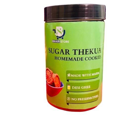 BIHARI STORE Maida Thekua | Sugar Thekua Traditional Homemade Desi Cookies | Authentic Indian Sweet Snack Made with Refined Flour & Desi Ghee | Crispy Delight (Pack of 1)