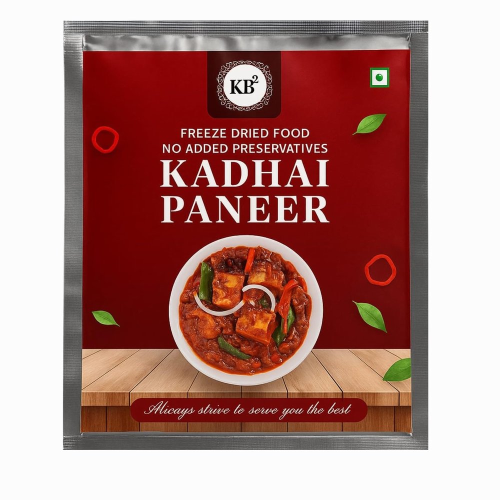 Freeze-Dried Kadhai Paneer Ready-to-Eat Instant Veg Meal Preservative-Free Healthy & Spicy Indian Food for Office, Travel & Home Lightweight & Convenient Pack