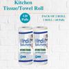 Indi Solutions 2 Ply Kitchen Tissue Rolls Kitchen Towels Paper Roll | 120 Pulls | 60 Pulls X 2 Rolls | Soft and Highly Absorbant | 100% Natural Virgin view 2