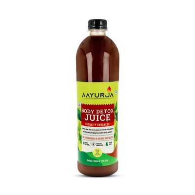 AAYURJA Body Detox Herbal Juice | Natural Cleanse for Liver, Skin & Gut Health | Daily Herbal Tonic for Immunity & Digestion | 100% Natural & Sugar-Free | 750ml