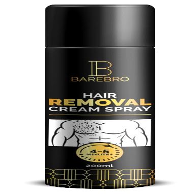 BareBro Hair Removal Cream Spray for Men | Painless Body Hair Removal for Chest, Back, Arms, Legs & Underarms | Fast-Acting, Pleasant Smell | No Razor, No Burn | 200ml | Pack of 1