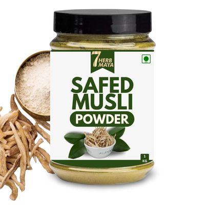 7HerbMaya Pure Swet Musli Powder | Ayurvedic Safed Musli Herbal Churna | Vegan & Additive-Free (1Kg) (PACK 2)