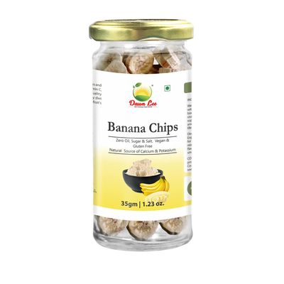 Dawn Lee Natural Banana Chips Slices 30g | Freeze-Dried Fruit Snack | Glass Jar | Natural Fruit Chips, Rich in Vitamins, No Preservative, No Added Sugar, Not Frozen | Healthy, Tasty, Gluten Free Snack for Kids and Adults