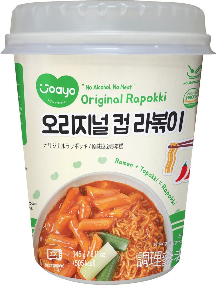 Joayo Original Rapokki (Ramen+Topokki) 145g, Pack of 1 | Made with Authentic Korean Rice Cake & Ramen | The Product of Korea
