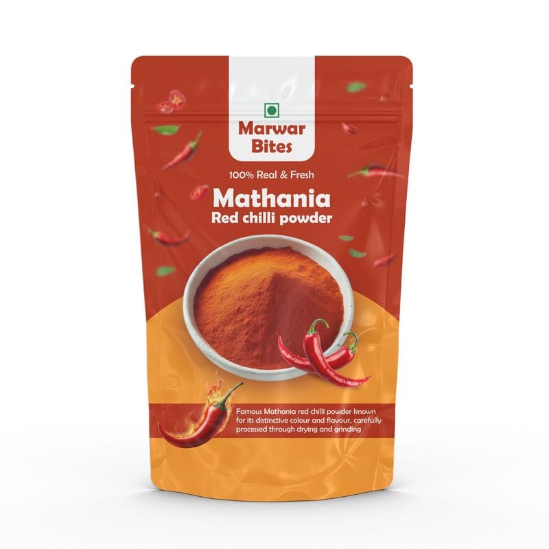 MarwarBites Red Chilli Powder, Red Hot Chilli Powder with No Added Flavours and Colours - 1kg
