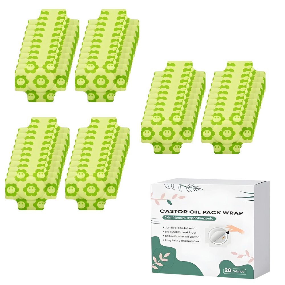 60 PCS Castor Oil Pack, Castor Oil Pack Wrap for Tummy Easy to Use, Anti-Seepage (Oil Not Included)
