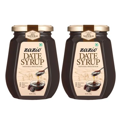 Zazio Date Syrup 500GX2 | Natural Sweetener for Desserts, Pancakes & Baking | No Added Sugar | Healthy & Delicious,Made in UAE (Pack Of 2)