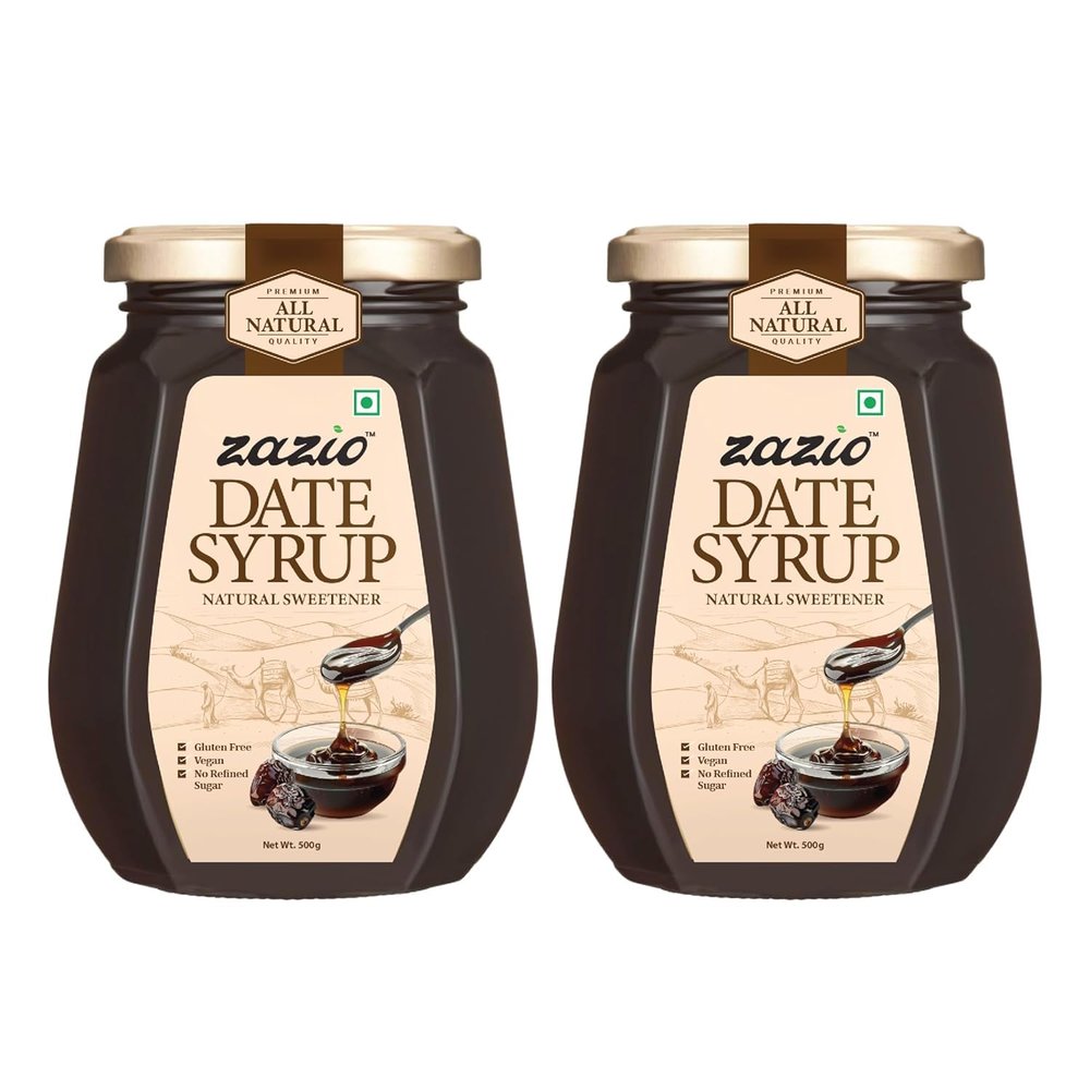 Zazio Date Syrup 500GX2 | Natural Sweetener for Desserts, Pancakes & Baking | No Added Sugar | Healthy & Delicious,Made in UAE (Pack Of 2)