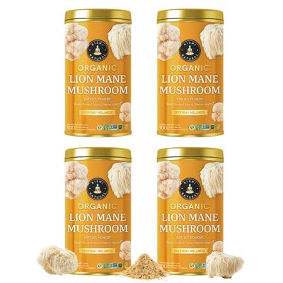 Rishi Natural Lion Mane Organic Mushroom (200 gram) - Improve Memory, Mood, Focus & Cognitive Support | Gut Health | Immune Support | Certified Organic | Rich in 38% Beta-Glucans (200 gram)