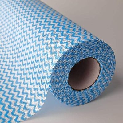 Disposable Kitchen Roll with Blue Wave Pattern, Household Paper Towels Pack of 2 (80 Pulls Per Roll) | Home & Commercial Use